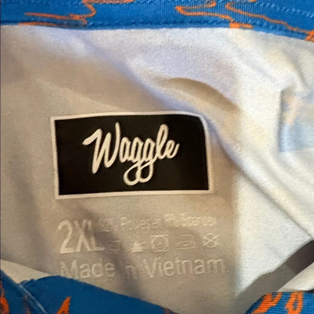 Waggle Blue and Orange Palm Tree Polo‎ Shirt - Picture 2 of 3